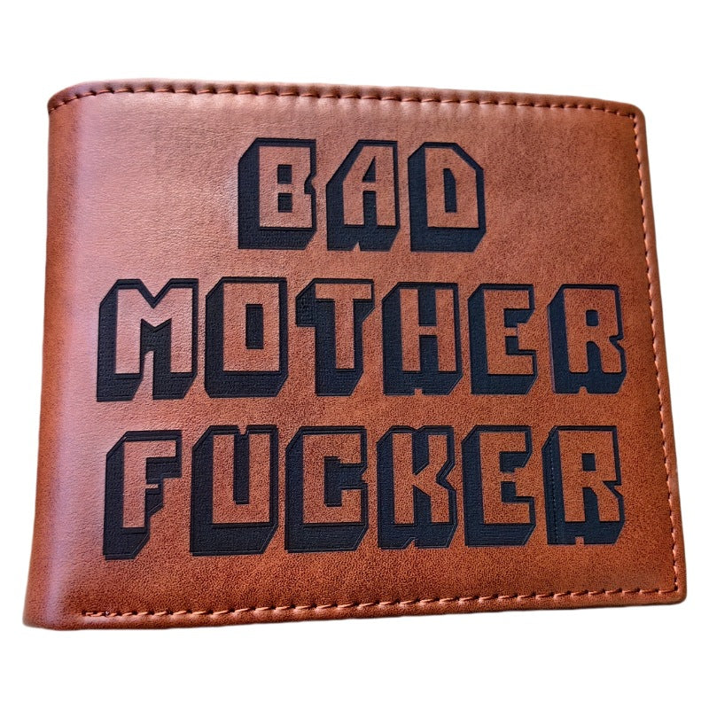 VP engraved wallet shopifyPU leather men's wallet horizontal