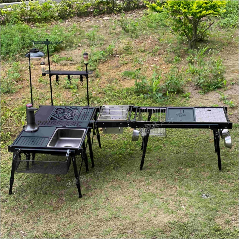 Luben Outdoor Equipment Camping multi-functional table, adjustable folding table, picnic bubble two-unit combination