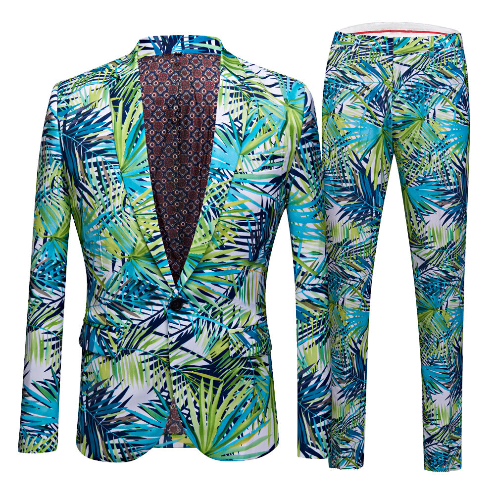 Men's Slim Fit Floral Suit Jacket - Hawaiian Style