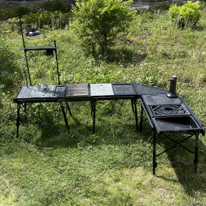 Luben Outdoor Equipment Camping multi-functional table, adjustable folding table, picnic bubble two-unit combination