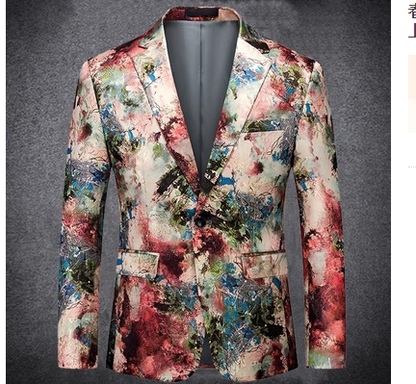 Men's Multicolor Abstract-Print Suit Jacket