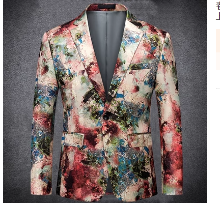 Men's Multicolor Abstract-Print Suit Jacket