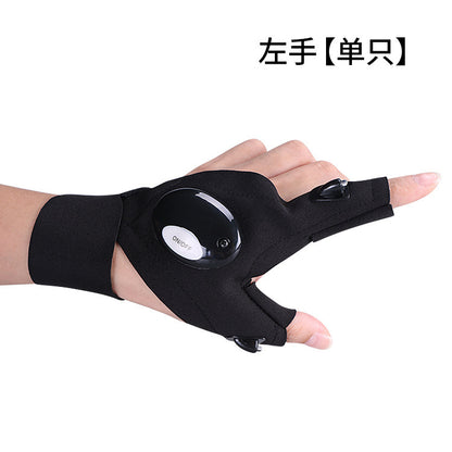 LED flashlight luminous fishing gloves, outdoor lighting, USB charging finger light gloves