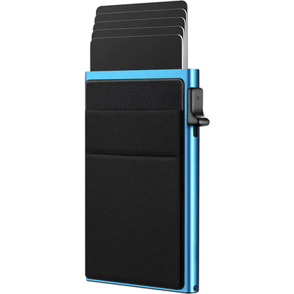 Men's ultra-thin RFID protective wallet card holder aluminum side-pushing card box