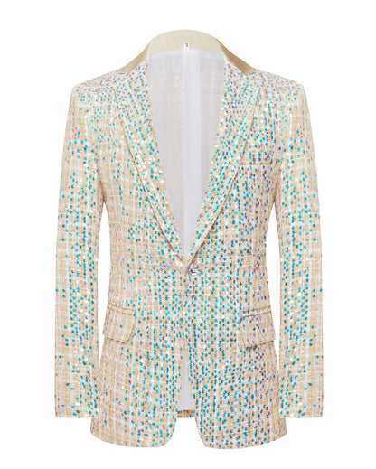 Men's Champagne Sequin Suit with Bow Tie