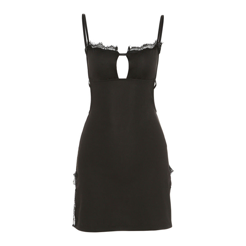 Europe and the United States style  summer new women's sling a line shoulder fashion sexy backless slit dress