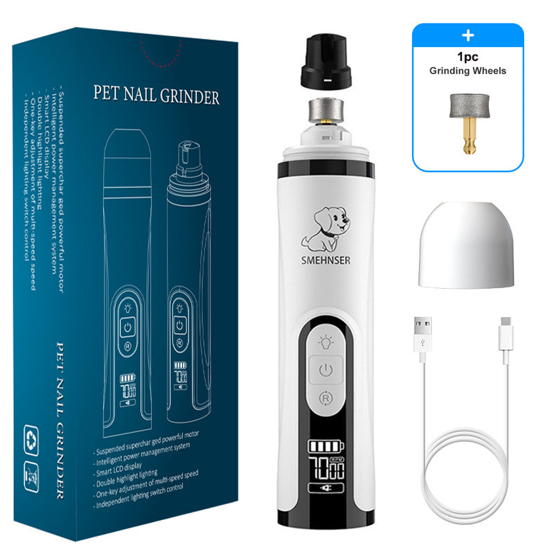 3-level LED dual-light pet nail sharpener, LCD liquid crystal screen, high-power electric nail tool for cats and dogs, charging nail trimming device