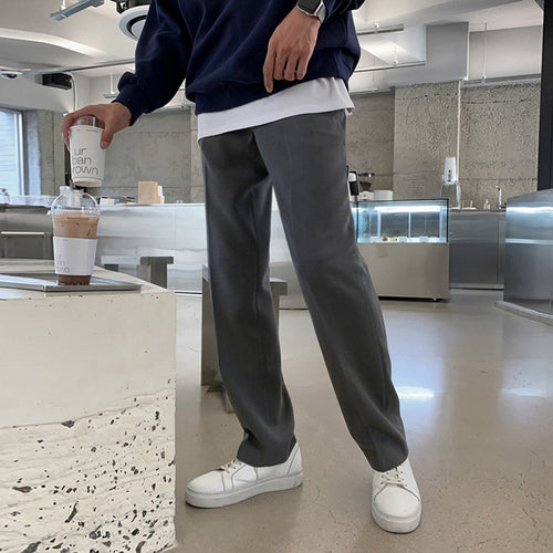 MYQ Men's Casual Loose Drape Straight Leg Wide Leg Trousers