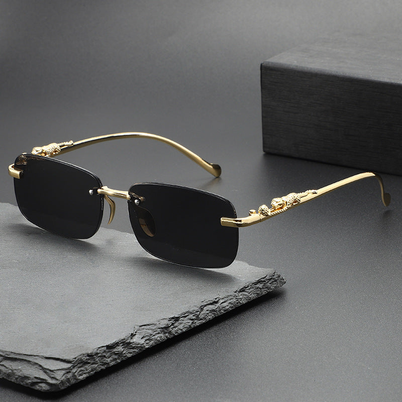 Men's Frameless Sunglasses - Leopard Temple Trendy