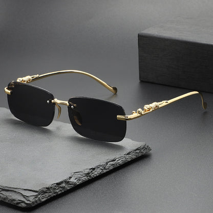 Men's Frameless Sunglasses - Leopard Temple Trendy