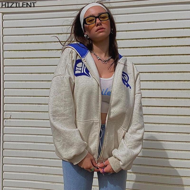 new European and American autumn and winter women's Y2K letter printed hoodie hoodie coat