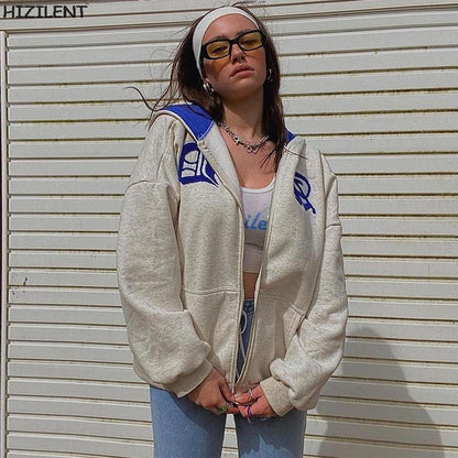 new European and American autumn and winter women's Y2K letter printed hoodie hoodie coat