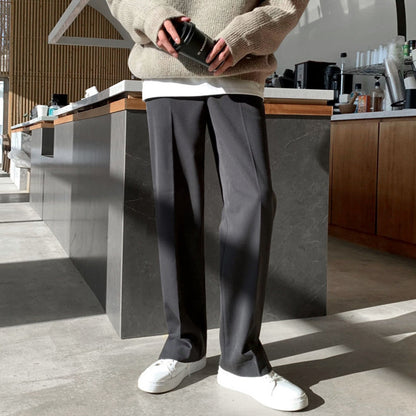 MYQ Men's Casual Loose Drape Straight Leg Wide Leg Trousers