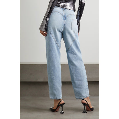 Europe and the United States cross-border 2023 new autumn nine-minute pants women crystal decorated high-waisted straight leg jeans