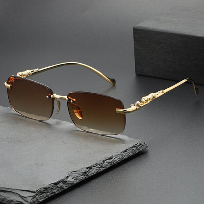 Men's Frameless Sunglasses - Leopard Temple Trendy