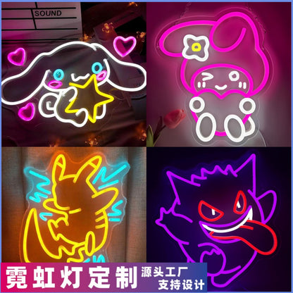 Customized anime LED neon lights, game decorative lights, Kuromi Cinnamon Dog ambient lights, and light boards