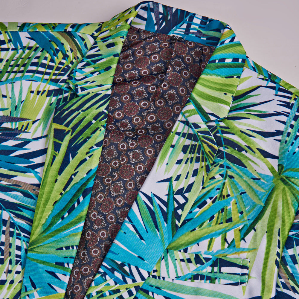 Men's Slim Fit Floral Suit Jacket - Hawaiian Style