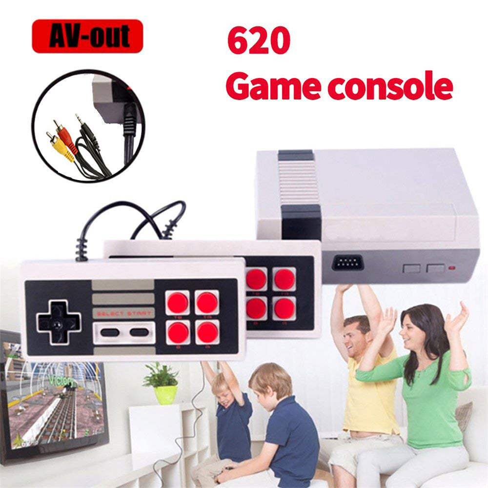 The nostalgic NES620 handheld game console is a classic and nostalgic two-player home FC red and white game console