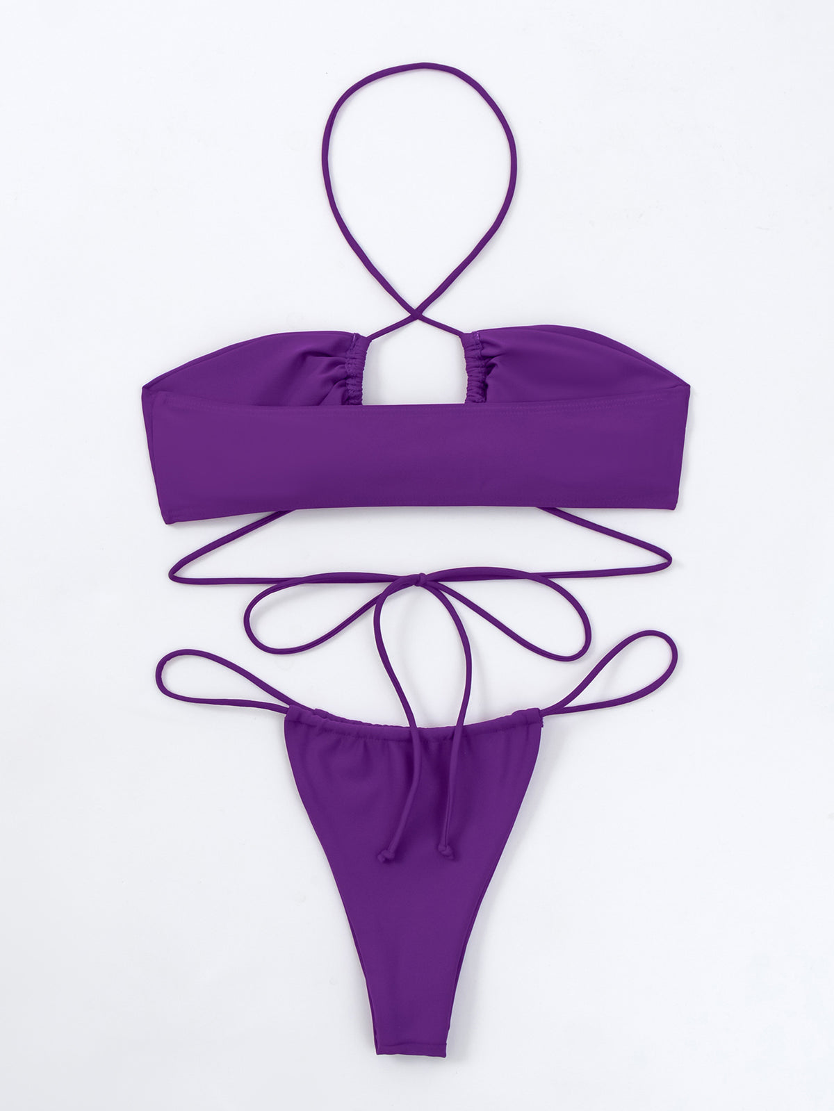 Nylon binding bikini solid color swimsuit for women new two-piece swimsuit bikini Europe and the United States