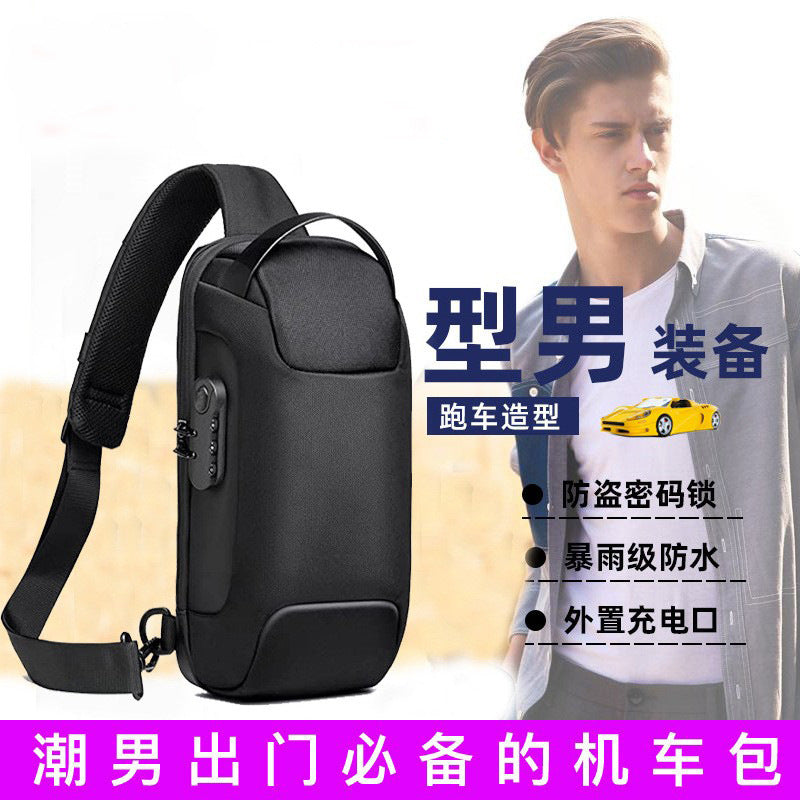 Password lock anti-theft men's bag, men's chest bag, casual all backpack, single-shoulder crossbody bag, motorcycle bag, cycling bag
