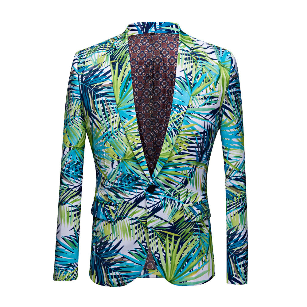 Men's Slim Fit Floral Suit Jacket - Hawaiian Style