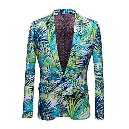Men's Slim Fit Floral Suit Jacket - Hawaiian Style