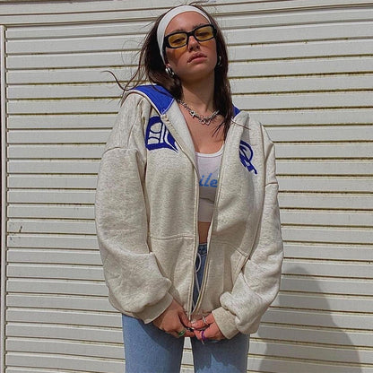 new European and American autumn and winter women's Y2K letter printed hoodie hoodie coat