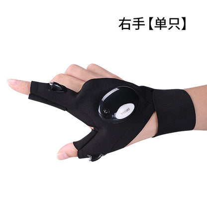 LED flashlight luminous fishing gloves, outdoor lighting, USB charging finger light gloves
