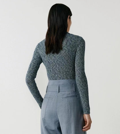 2023 autumn new solid color big belly yarn knitwear women