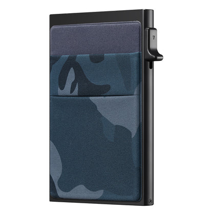 Men's ultra-thin RFID protective wallet card holder aluminum side-pushing card box