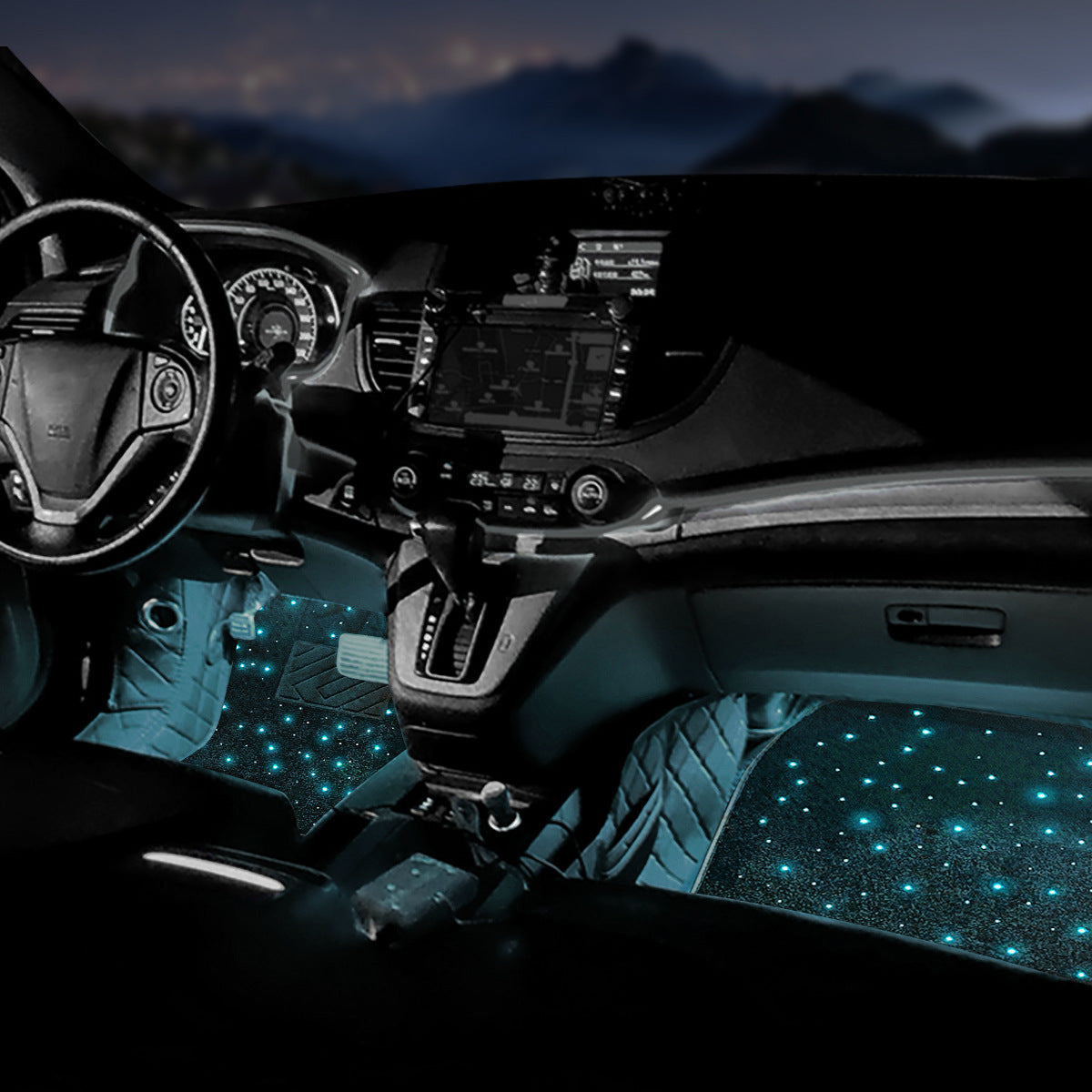 LED ambient light, full sky Star RGB illuminated floor mat, universal floor mat for car interior