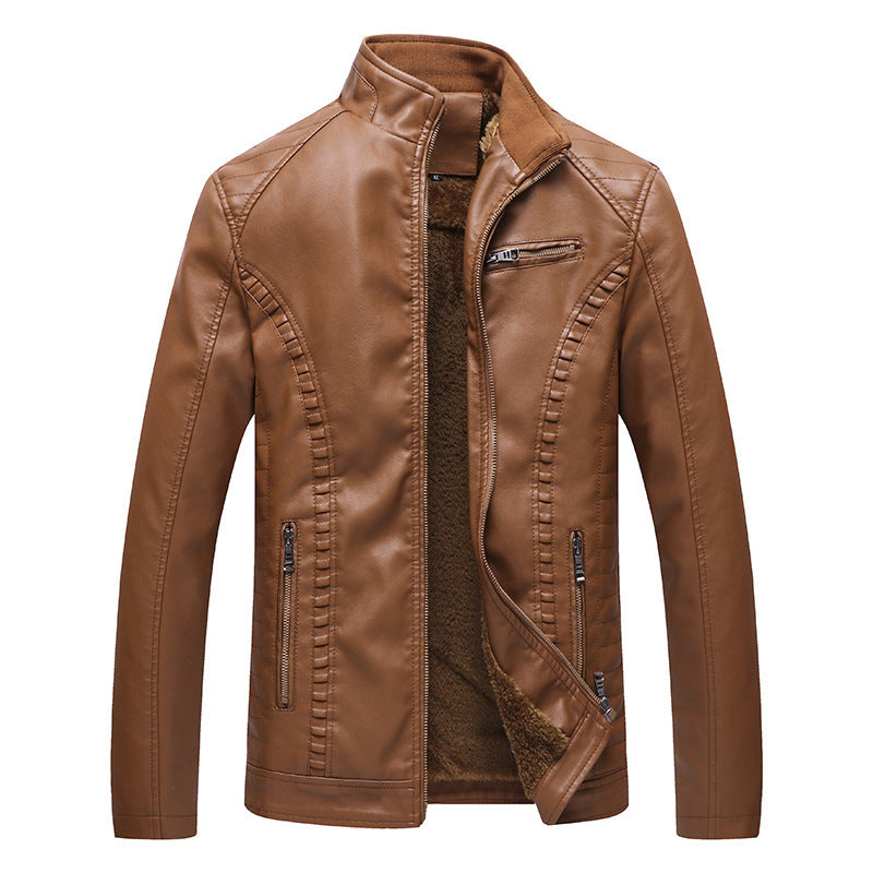Men's Lined PU Leather Jacket