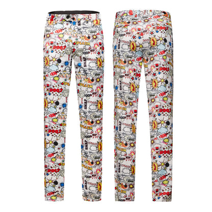 Men's Comic-Print Jacket and Trousers Set