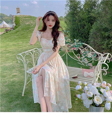 Tea Break Beauty Floral dress Summer female vintage Escape Princess French Fairy dress super Sensen department