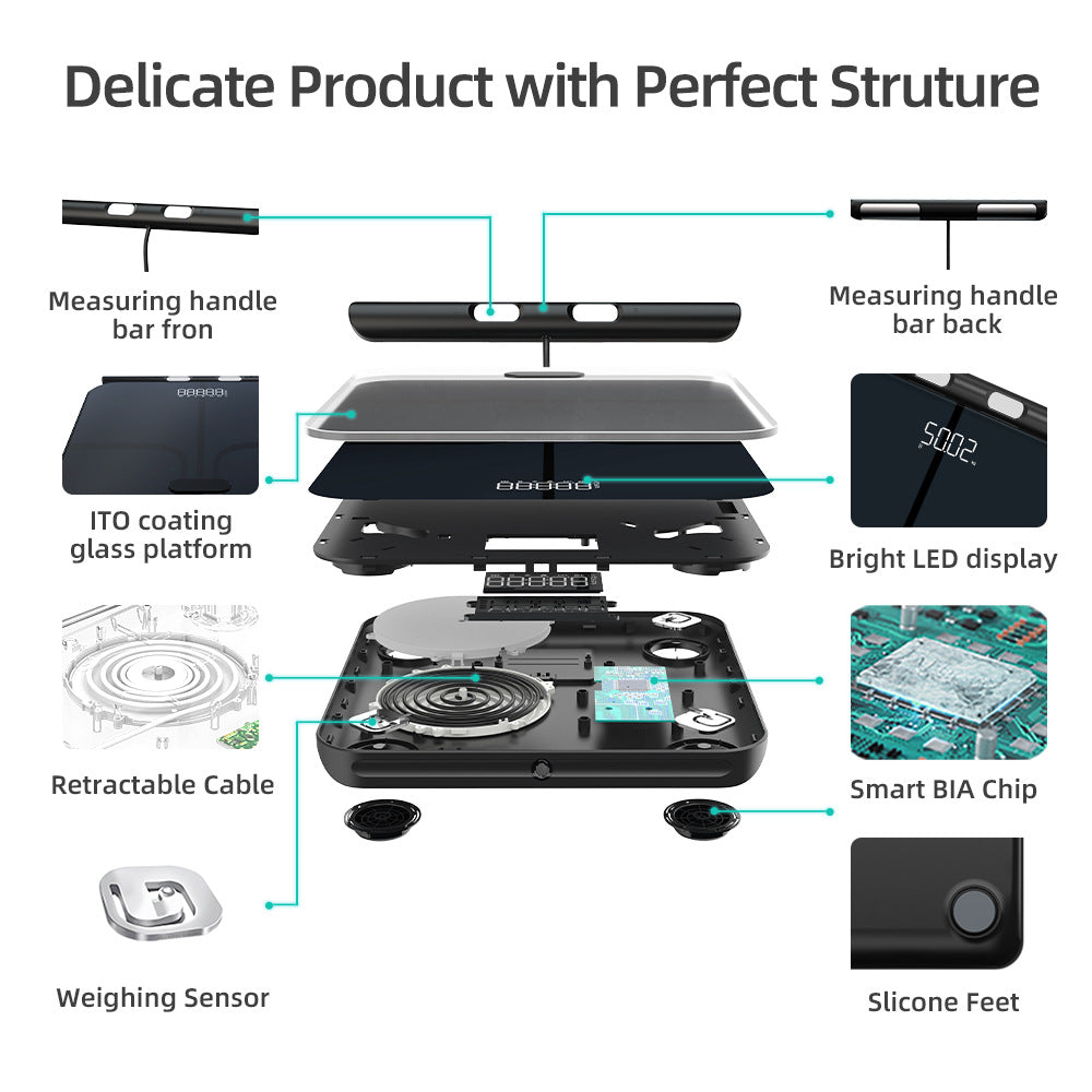 Professional eight-electrode body fat scale, intelligent APP weight scale, dual-frequency precise electronic scale