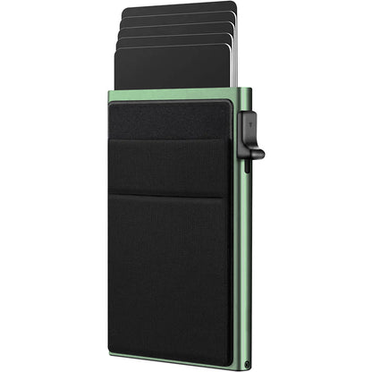 Men's ultra-thin RFID protective wallet card holder aluminum side-pushing card box