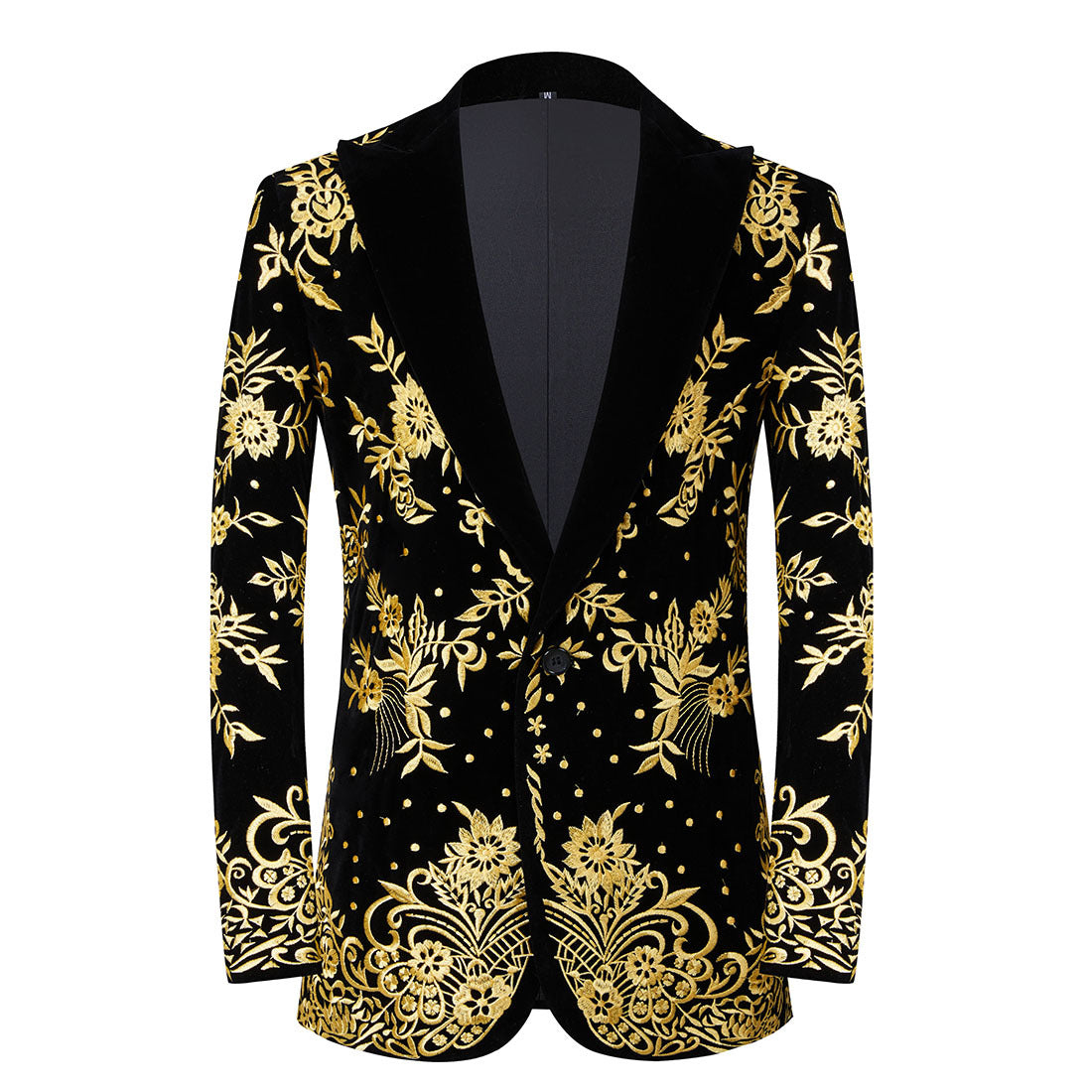 Black Suit Jacket with Gold Floral Embroidery
