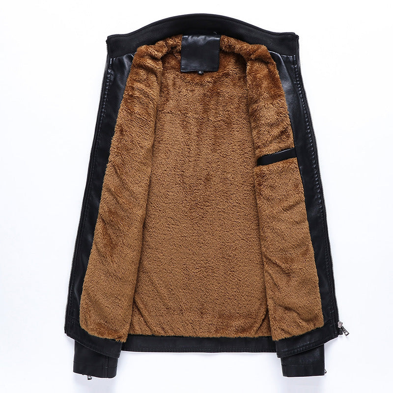 Men's Lined PU Leather Jacket