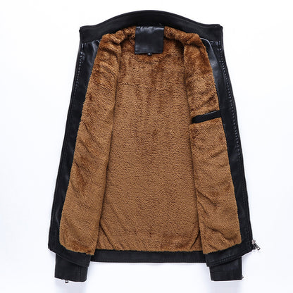 Men's Lined PU Leather Jacket