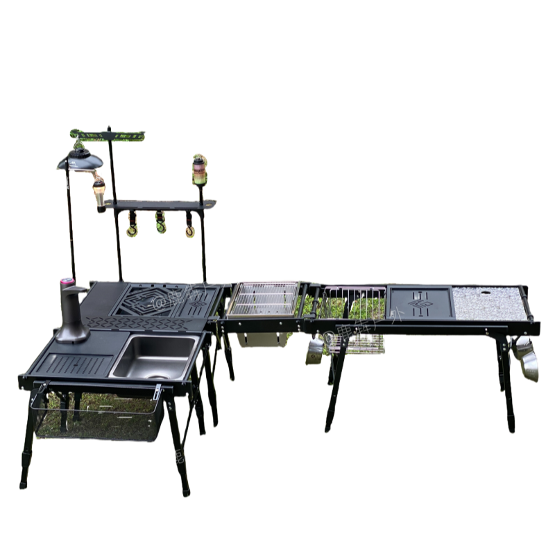 Luben Outdoor Equipment Camping multi-functional table, adjustable folding table, picnic bubble two-unit combination