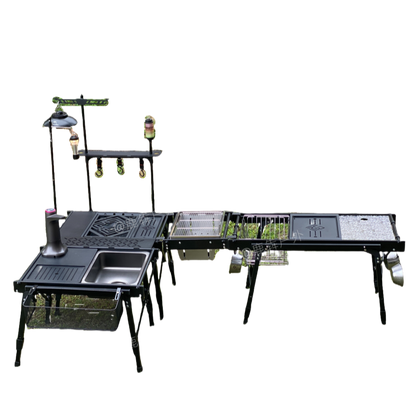 Luben Outdoor Equipment Camping multi-functional table, adjustable folding table, picnic bubble two-unit combination