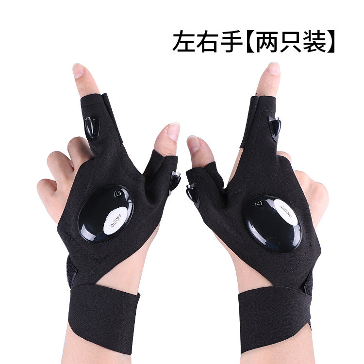 LED flashlight luminous fishing gloves, outdoor lighting, USB charging finger light gloves