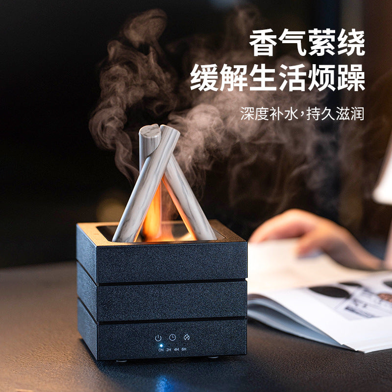 Bonfire aroma diffuser, home desktop usb plug-in, seven-color flame atmosphere essential oil diffuser and humidifier