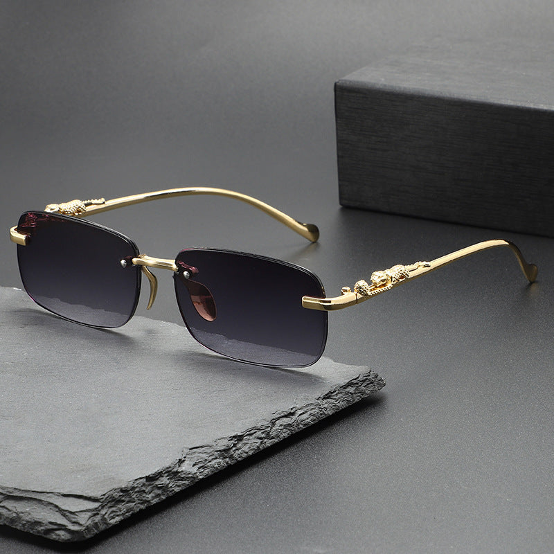 Men's Frameless Sunglasses - Leopard Temple Trendy
