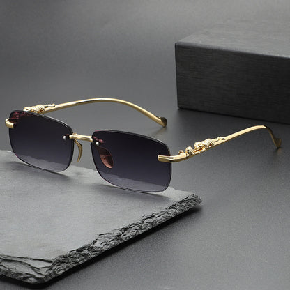 Men's Frameless Sunglasses - Leopard Temple Trendy