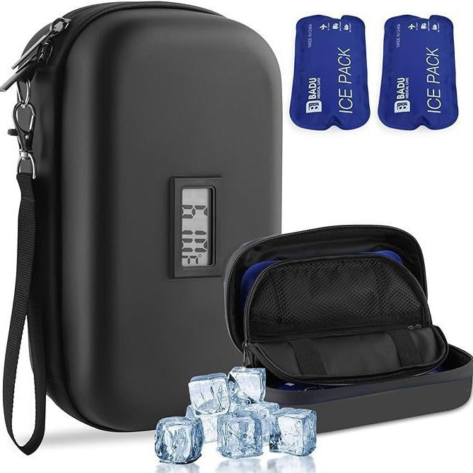 ulin medication refrigerated storage bag, electronic thermometer display, heat ulation cooling, large EVA medicine box, portable