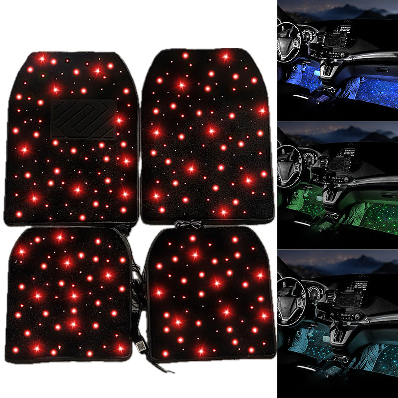 LED ambient light, full sky Star RGB illuminated floor mat, universal floor mat for car interior