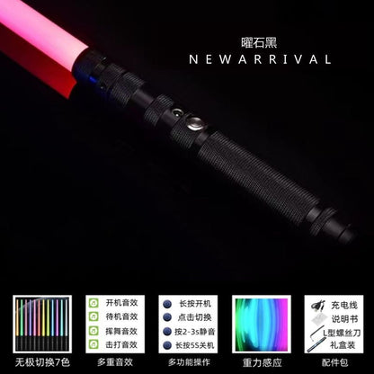 A high-end two-in-one metal light-emitting, color-changing, vibrating and colorful lightsaber charging toy