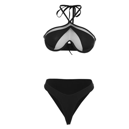 Europe and the United States wind  summer new women's fashion color mesh small vest sexy bag buttock briefs suit