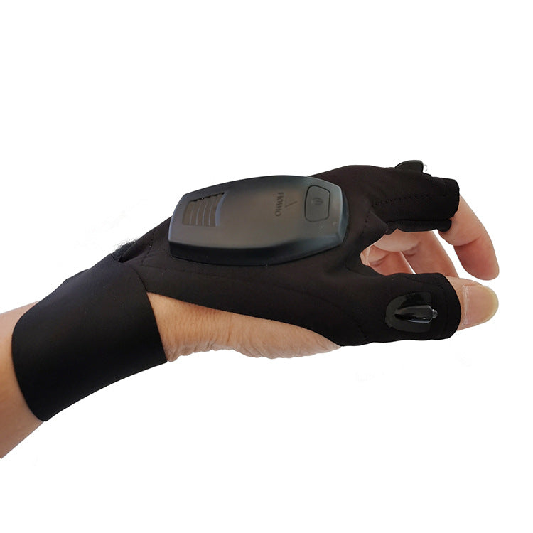LED flashlight luminous fishing gloves, outdoor lighting, USB charging finger light gloves